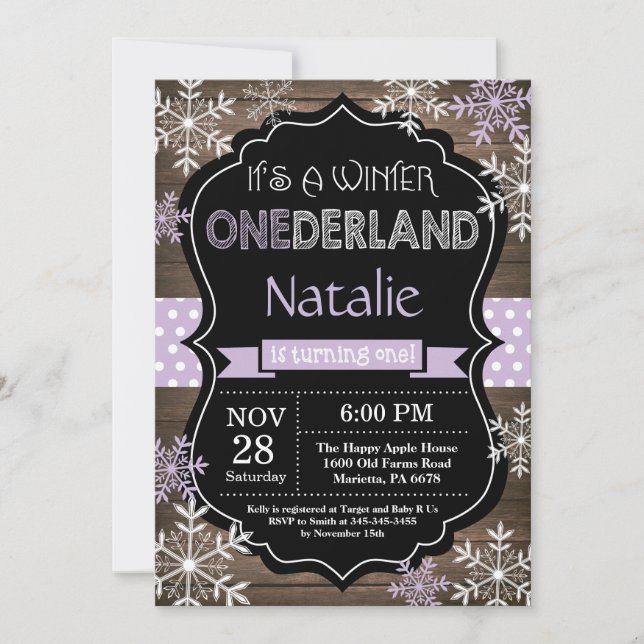 Invitación de primer cumpleaños a Chica de Onederl (Anverso)