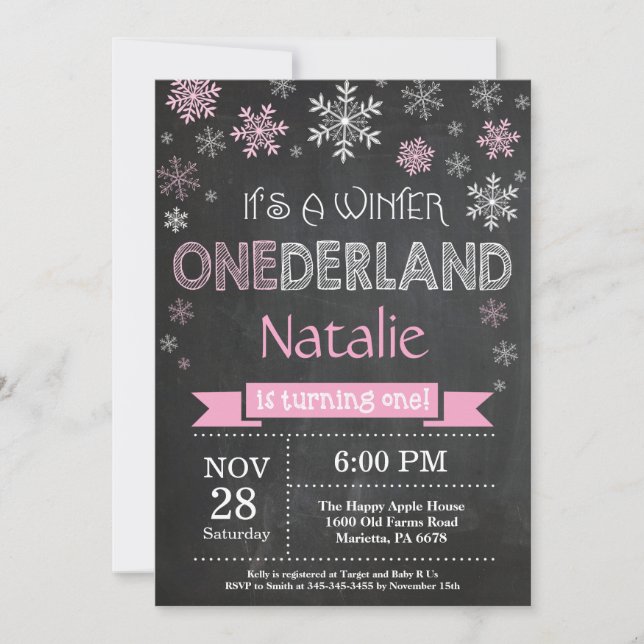 Invitación de primer cumpleaños a Chica de Onederl (Anverso)
