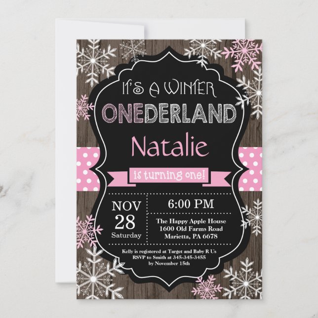 Invitación de primer cumpleaños a Chica de Onederl (Anverso)