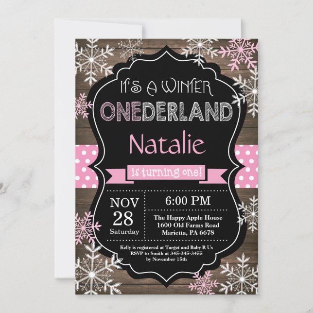 Invitación de primer cumpleaños a Chica de Onederl (Anverso)