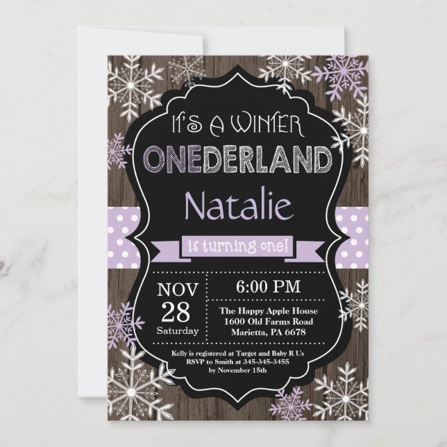 Invitación de primer cumpleaños a Chica de Onederl (Anverso)