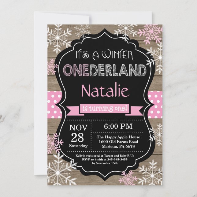 Invitación de primer cumpleaños a Chica de Onederl (Anverso)