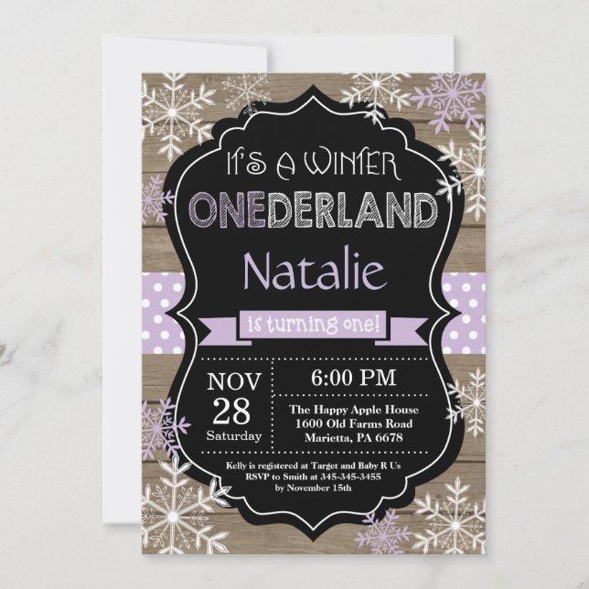 Invitación de primer cumpleaños a Chica de Onederl (Anverso)
