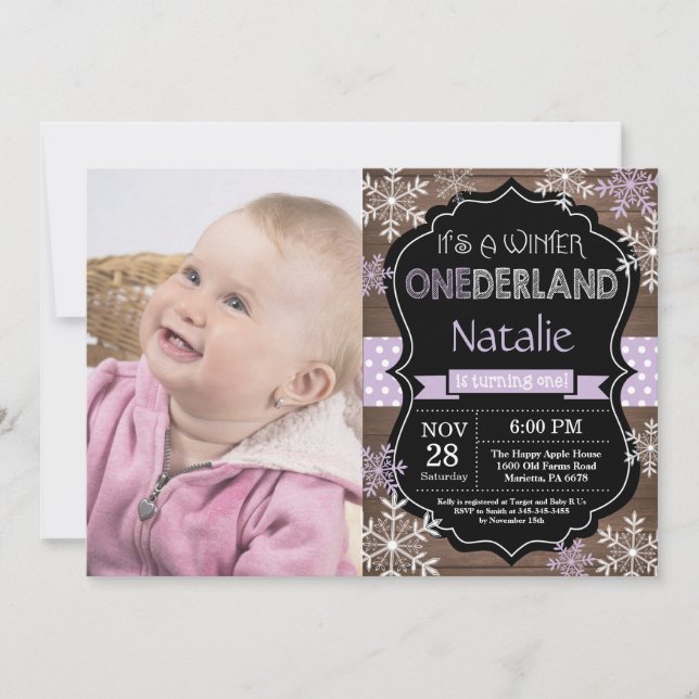 Invitación de primer cumpleaños a Chica de Onederl (Anverso)