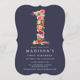 Invitación de primer cumpleaños a Chicas de acuare