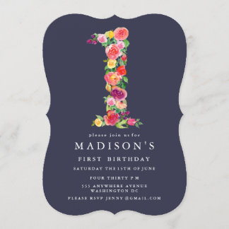 Invitación de primer cumpleaños a Chicas de acuare