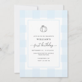 Invitación de primer cumpleaños a Fall Pumpkin Blu