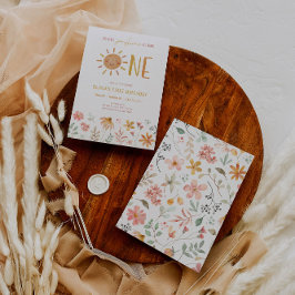 Invitación de primer cumpleaños a Floral Little Su