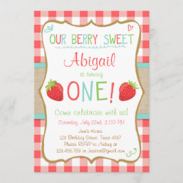 Invitación de primer cumpleaños a fresa Fiesta de 