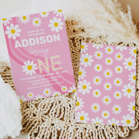 Invitación de primer cumpleaños a Hot Pink Hippy W