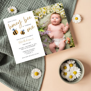 Invitación de primer cumpleaños a la Abeja de miel