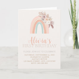 Invitación de primer cumpleaños a la acuarela arco