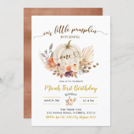 Invitación de primer cumpleaños a la Calabaza de B