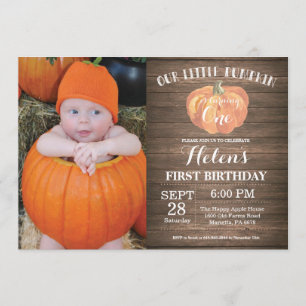Invitación de primer cumpleaños a la Calabaza Rust