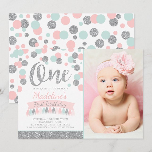 Invitación de primer cumpleaños a la Casa de la Mo (Anverso / Reverso)