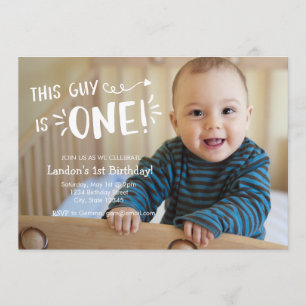 Invitación de primer cumpleaños a la foto completa