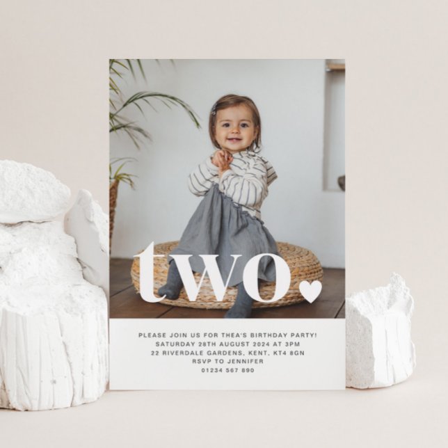 Invitación de primer cumpleaños a la foto de dos c (Subido por el creador)