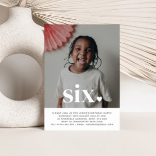 Invitación de primer cumpleaños a la foto de seis