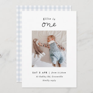 Invitación de primer cumpleaños a la foto mínima d