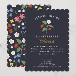 Invitación de primer cumpleaños a la fresa naval