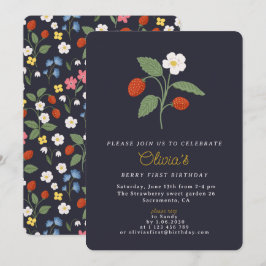 Invitación de primer cumpleaños a la fresa naval