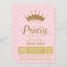 Invitación de primer cumpleaños a la pequeña princ