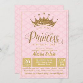 Invitación de primer cumpleaños a la pequeña princ