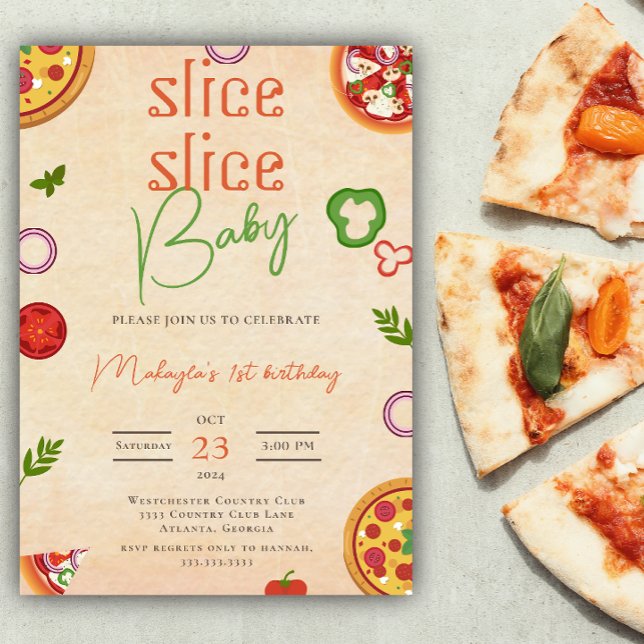 Invitación de primer cumpleaños a la pizza de cerd (Subido por el creador)