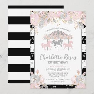 Invitación de primer cumpleaños a la Plata Rosa Ca