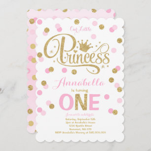 Invitación de primer cumpleaños a la princesa Invi
