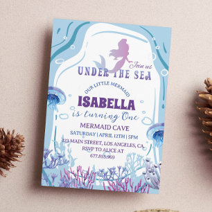 Invitación de primer cumpleaños a la Sirenita capr