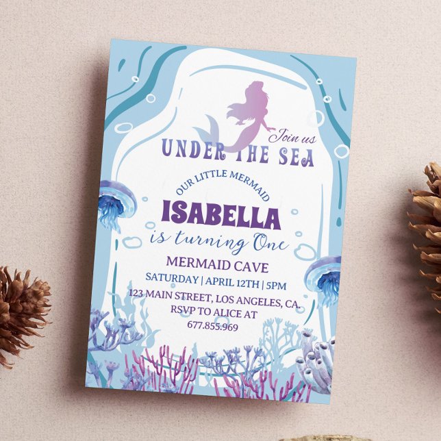 Invitación de primer cumpleaños a la Sirenita capr (Subido por el creador)