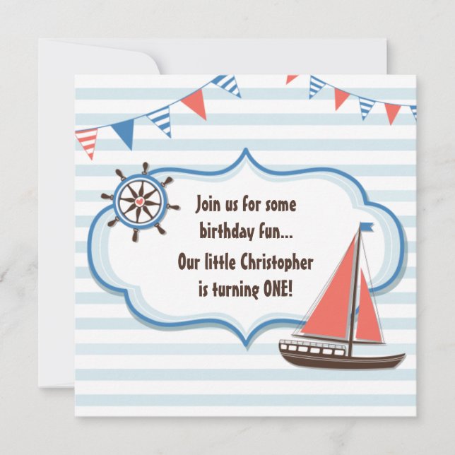 Invitación de primer cumpleaños a los niños de náu (Anverso)