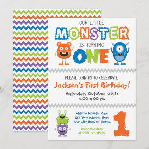 Invitación de primer cumpleaños a Monster