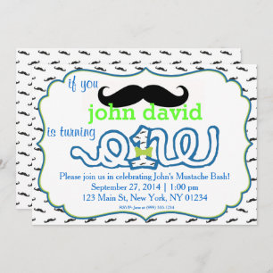Invitación de primer cumpleaños a Mustache Bash