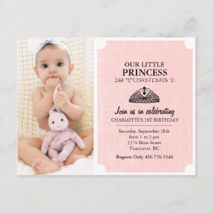Invitación de primer cumpleaños a Peach & Black Ti