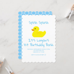 Invitación de primer cumpleaños a Rubber Duck Latt