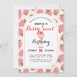 Invitación de primer cumpleaños a Strawberry Delig