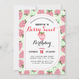 Invitación de primer cumpleaños a Strawberry Delig