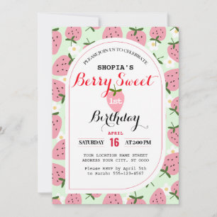 Invitación de primer cumpleaños a Strawberry Delig