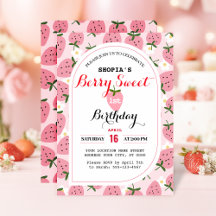 Invitación de primer cumpleaños a Strawberry Delig