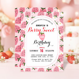 Invitación de primer cumpleaños a Strawberry Delig