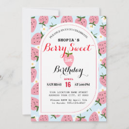 Invitación de primer cumpleaños a Strawberry Delig