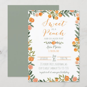 Invitación de primer cumpleaños a Sweet Peach