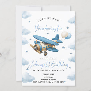 Invitación de primer cumpleaños a un avión de un c