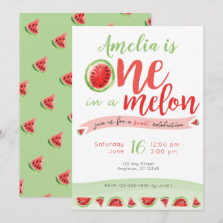 Invitación de primer cumpleaños a una sandía melón