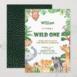 Invitación de primer cumpleaños a Wild One Jungle