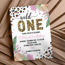 Invitación de primer cumpleaños a Wild One Safari 