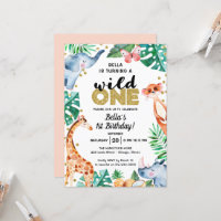 Invitación de primer cumpleaños Adorable Wild One
