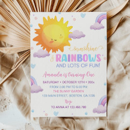Invitación de primer cumpleaños al arcoiris con po